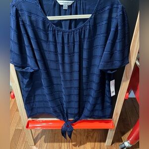 Counterparts navy short sleeves tie on bottom shirt